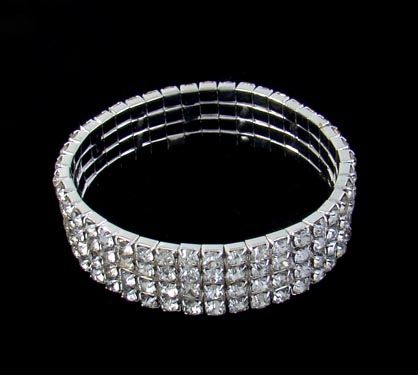 Pulseira Strass Prata 4V